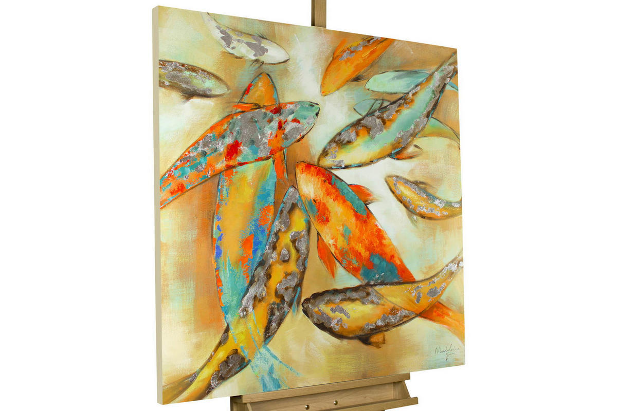 ACRYLBILD HANDGEMALT 80/80 cm - Gelb, Holz/Textil (80/80cm) - KUNSTLOFT