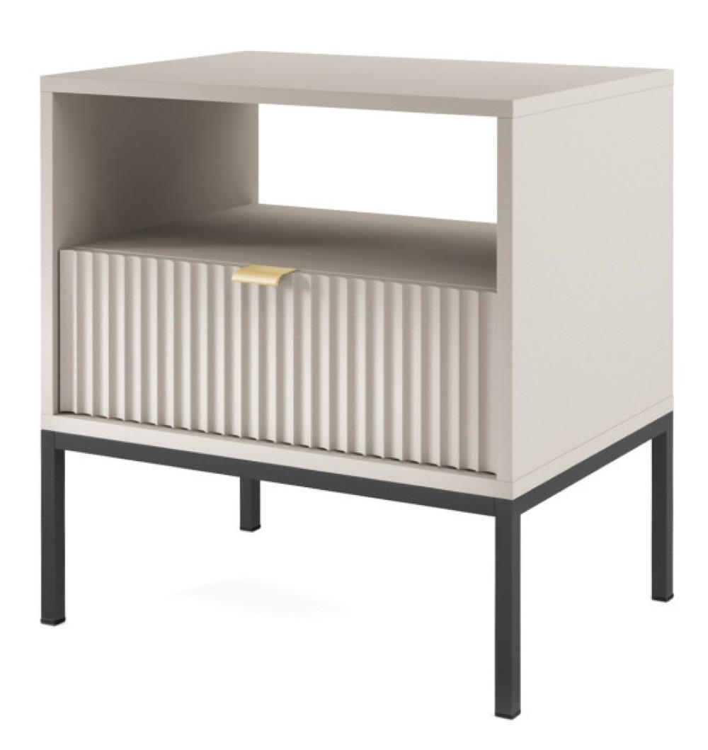 NACHTTISCH Kaschmir Schwarz NEW Mit Metallgestell 54x39x56 cm - Ecru/Kaschmir, Holzwerkstoff (54/56/39cm) - Sepro Meble