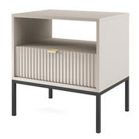 NACHTTISCH Kaschmir Schwarz NEW Mit Metallgestell 54x39x56 cm - Ecru/Kaschmir, Holzwerkstoff (54/56/39cm) - Sepro Meble
