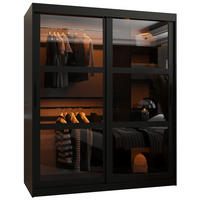 SCHWEBETÜRENSCHRANK 200/150/62 2-türig - Schwarz, Holz/Kunststoff (150/200/62cm) - Abiks Möbel