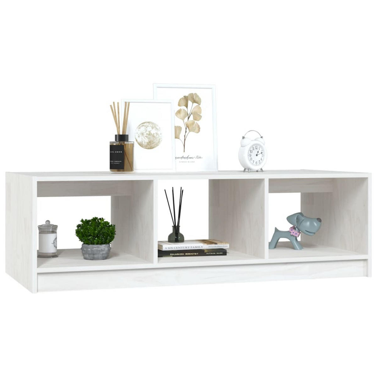 COUCHTISCH Weiß 110x50x34 cm Massivholz Kiefer - Weiß, Holz (110/50/34cm) - furnicato