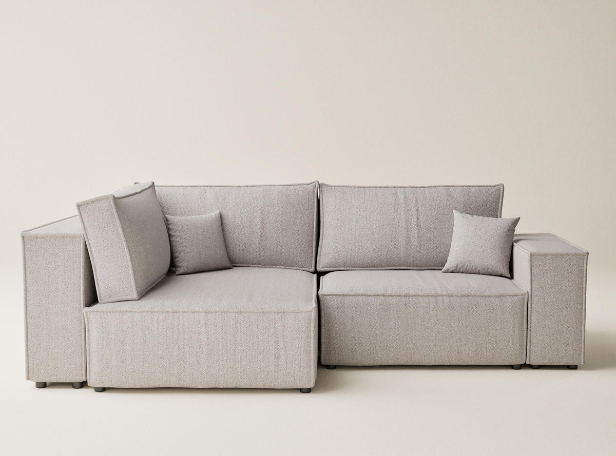 ECKSOFA MIT SCHLAFFUNKTION Tonga Beige Webstoff - Beige/Schwarz, Holz/Holzwerkstoff (105/225cm) - Maison de Reve