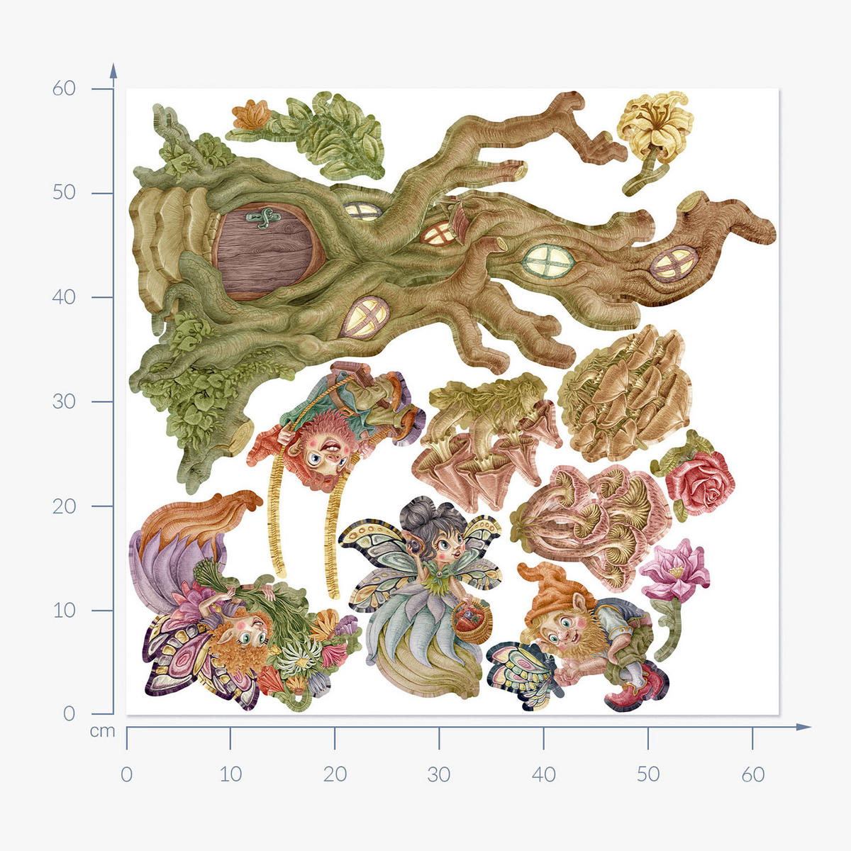 WANDAUFKLEBER 60x62cm - Feenwald - Multicolor, Kunststoff (60/62/0.1cm) - Wallfluent