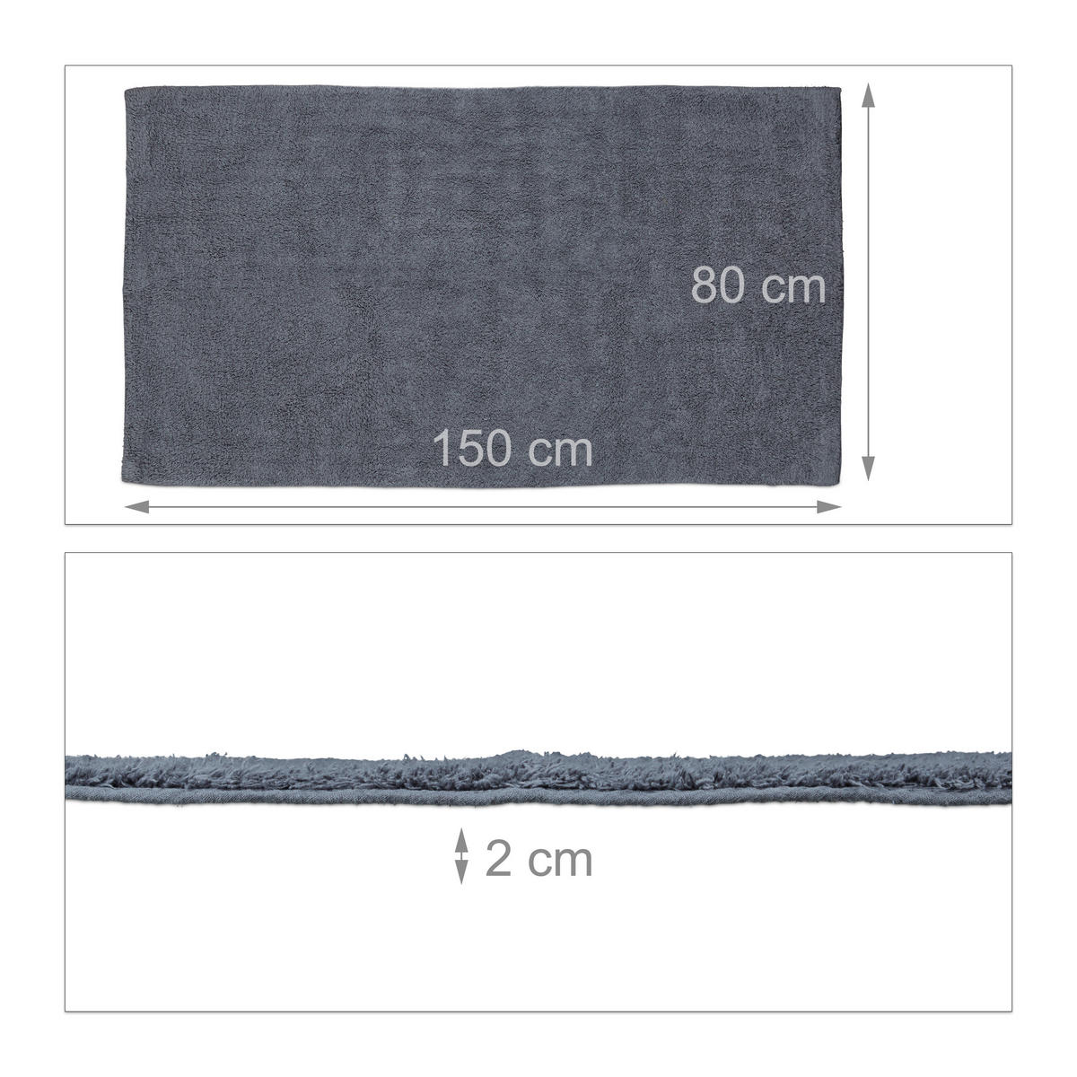 BADTEPPICH - Anthrazit, Textil (150/80cm) - Relaxdays