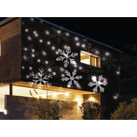 LED-WEIHNACHTSPROJEKTOR SCHNEEFLOCKEN MIT STERNEN - für innen und außen - Weiß, Kunststoff (20/20/30cm) - LAALU