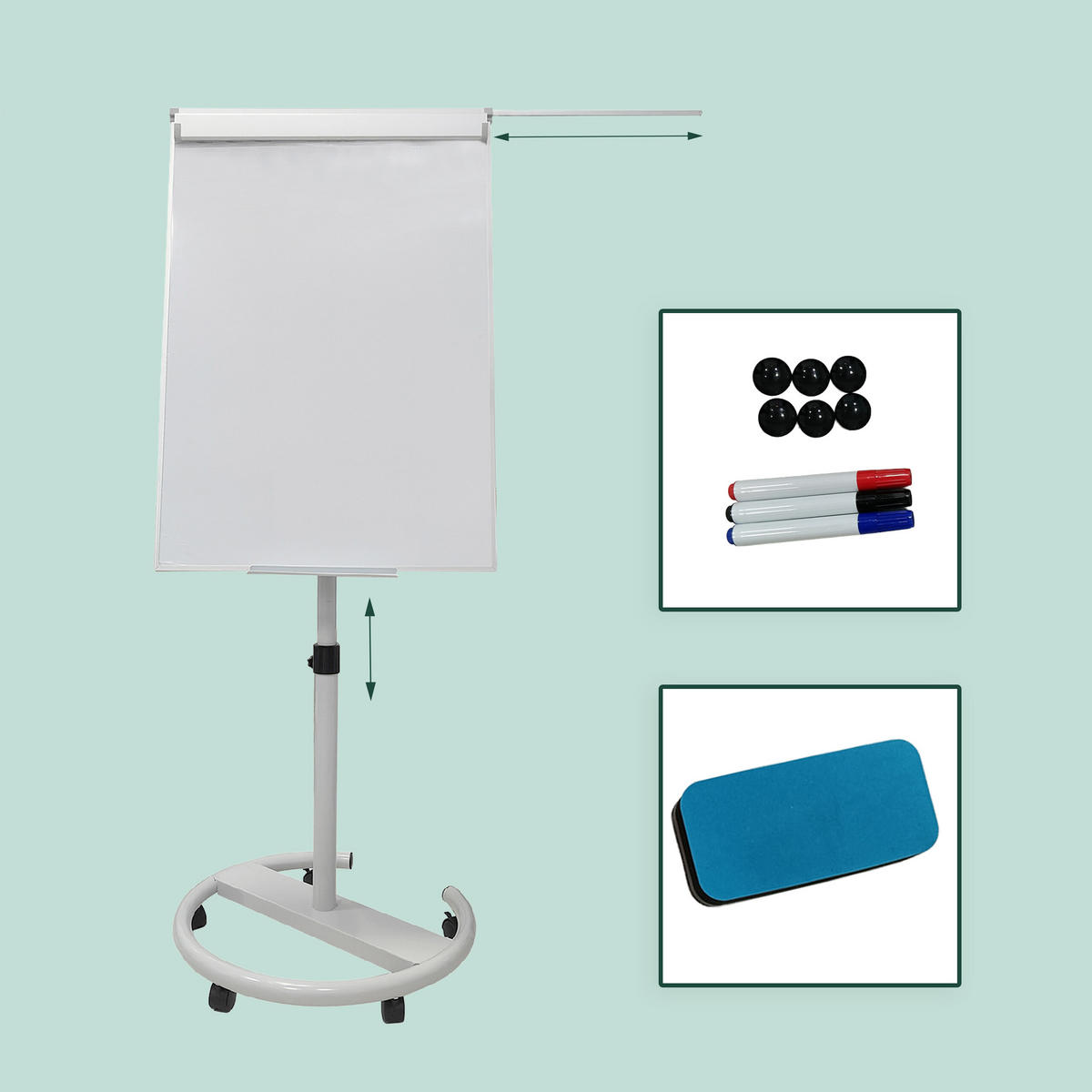 FLIPCHART Whiteboard - Weiß, Metall (70/200/65cm) - Relaxdays