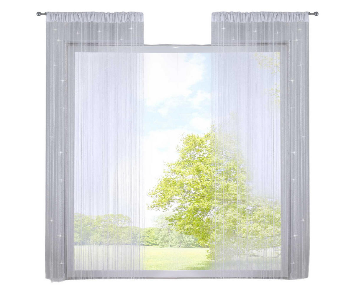 FADENGARDINE 2ER SET HxB 250x140 cm Weiß Lurex - Weiß Hochglanz, Textil (140/250cm) - Gardinenbox