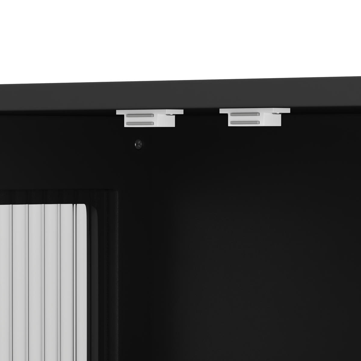 HÄNGESCHRANK in Schwarz mit 3 Türen und Handtuchhalter für Badezimmer und Küche, B88/T26/H82,5 cm - Transparent/Schwarz, Holzwerkstoff/Metall (88/82.5/26cm) - STILVORA