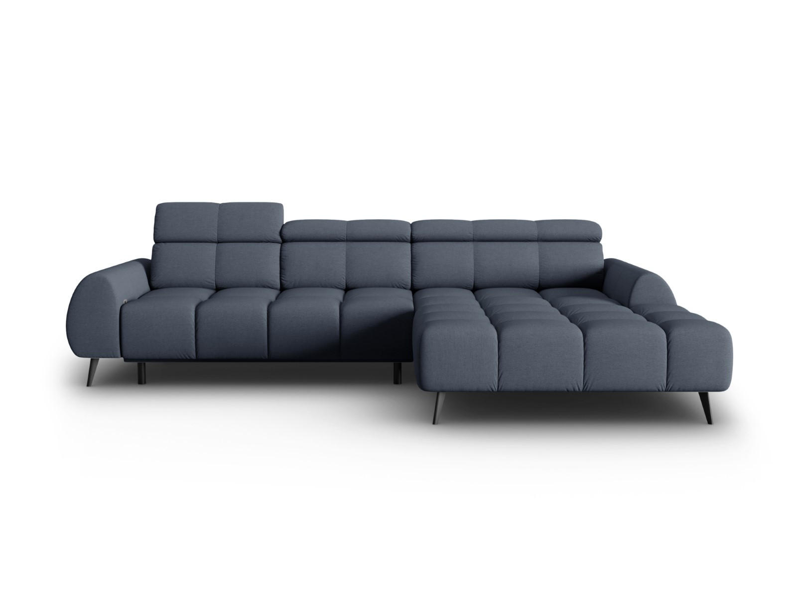 ELEKTRISCHES-ECKSOFA rechts Alyse aus strukturiertem Stoff dunkelblau 5 Sitzplätze - Dunkelblau, Textil (188/295cm) - Micadoni