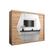SCHWEBETÜRENSCHRANK 200/250/62 3-türig - Silberfarben/Eiche Artisan, Holz/Kunststoff (250/200/62cm) - MÖBEL KRYSPOL