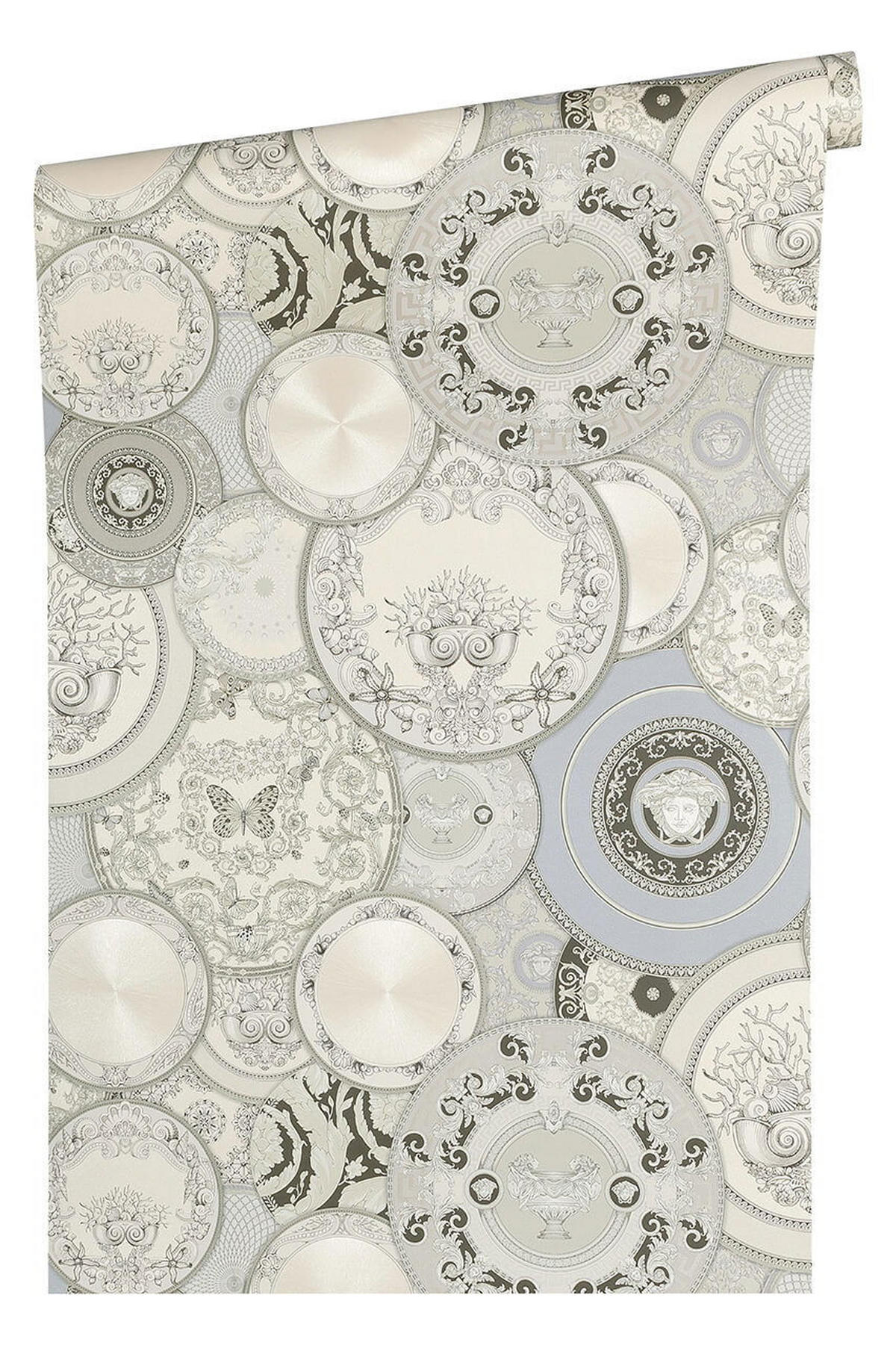VLIESTAPETE Grau 53/1005 cm - Silberfarben/Weiß, Kunststoff/Textil (70/1cm) - KUNSTLOFT