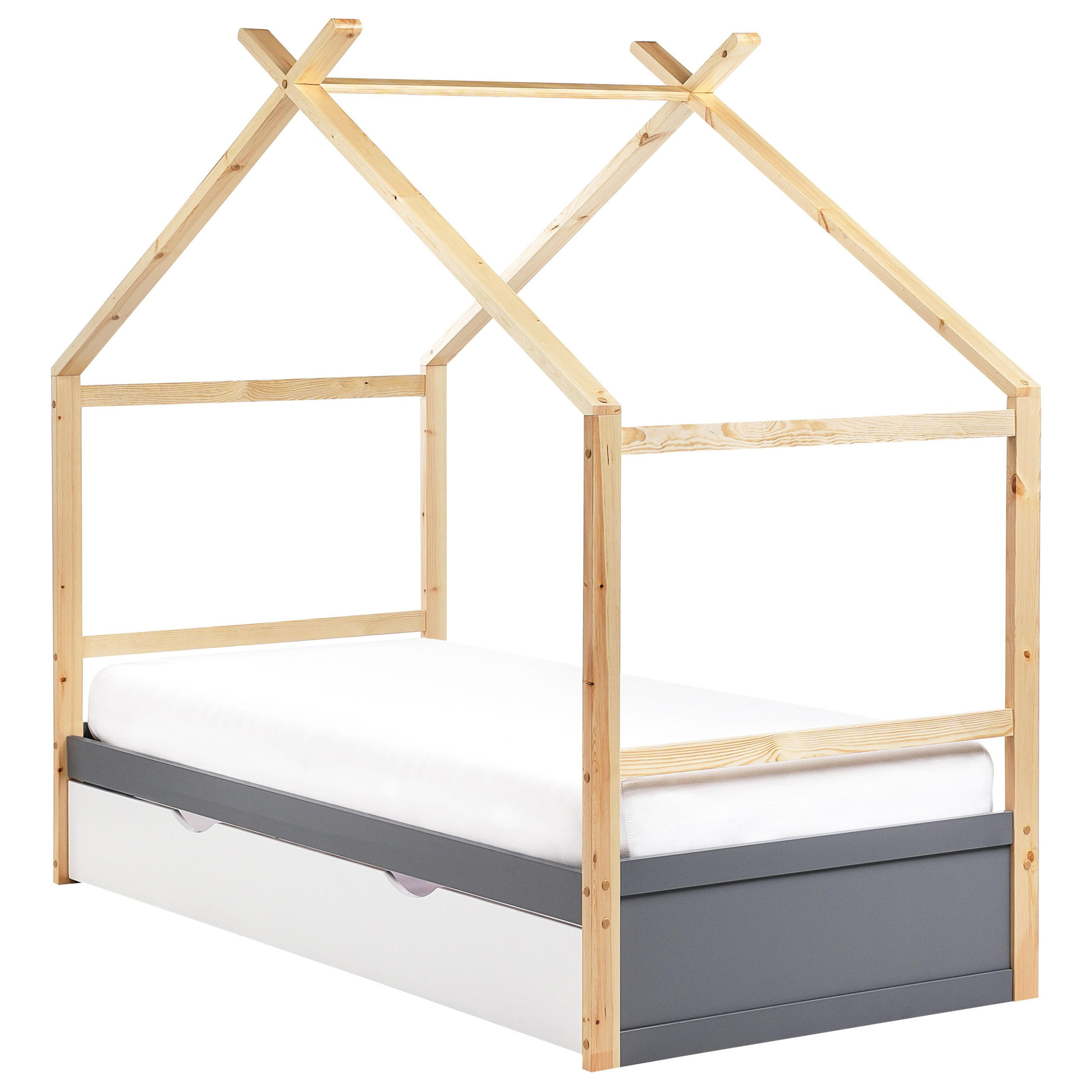 Beliani Kinderbett Grau 90x200 cm