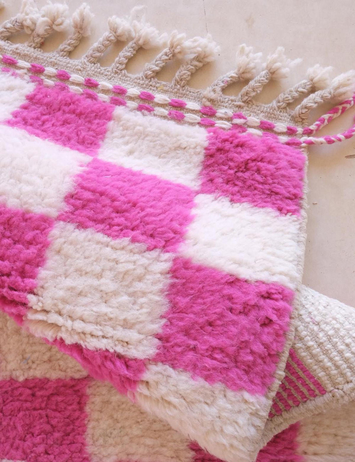 BERBERTEPPICH mit Karomuster 176x 208 cm - Pink, Naturmaterialien (176/208cm) - AFK Living