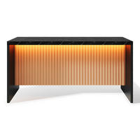 KÜCHENINSEL 155/80/90 cm Schwarz mit LED-Leuchten, 2 Steckdosen und 2 USB-Anschlüsse - Schwarz, Holz/Holzwerkstoff (80/90/155cm) - Oxeza