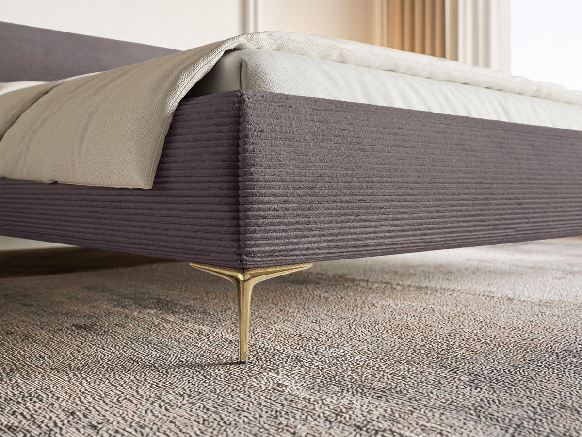 POLSTERBETT Roule Cord Braun 140x200 cm - Goldfarben/Braun, Textil/Metall (140/200cm) - Selsey