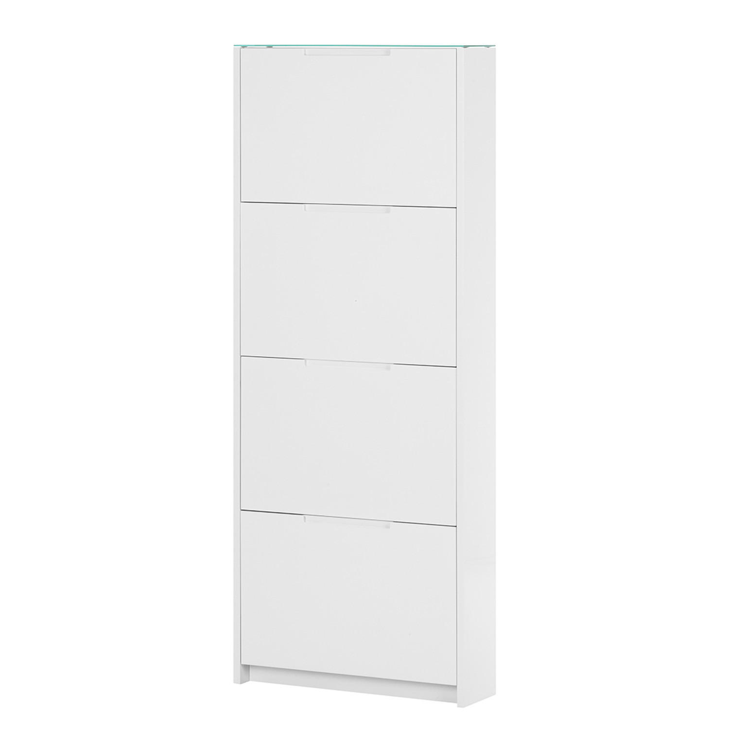 SCHUHKIPPER - Weiß Hochglanz, Holzwerkstoff (64/159/18cm) - home24
