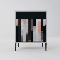 SIDEBOARD COLLAGE OF RECTANGLES, Grau, 57,5x42x72,5 cm, Schwarze Metallfüße - Multicolor/Schwarz, Holzwerkstoff/Metall (57.5/72.5/42cm) - SpaceRebels