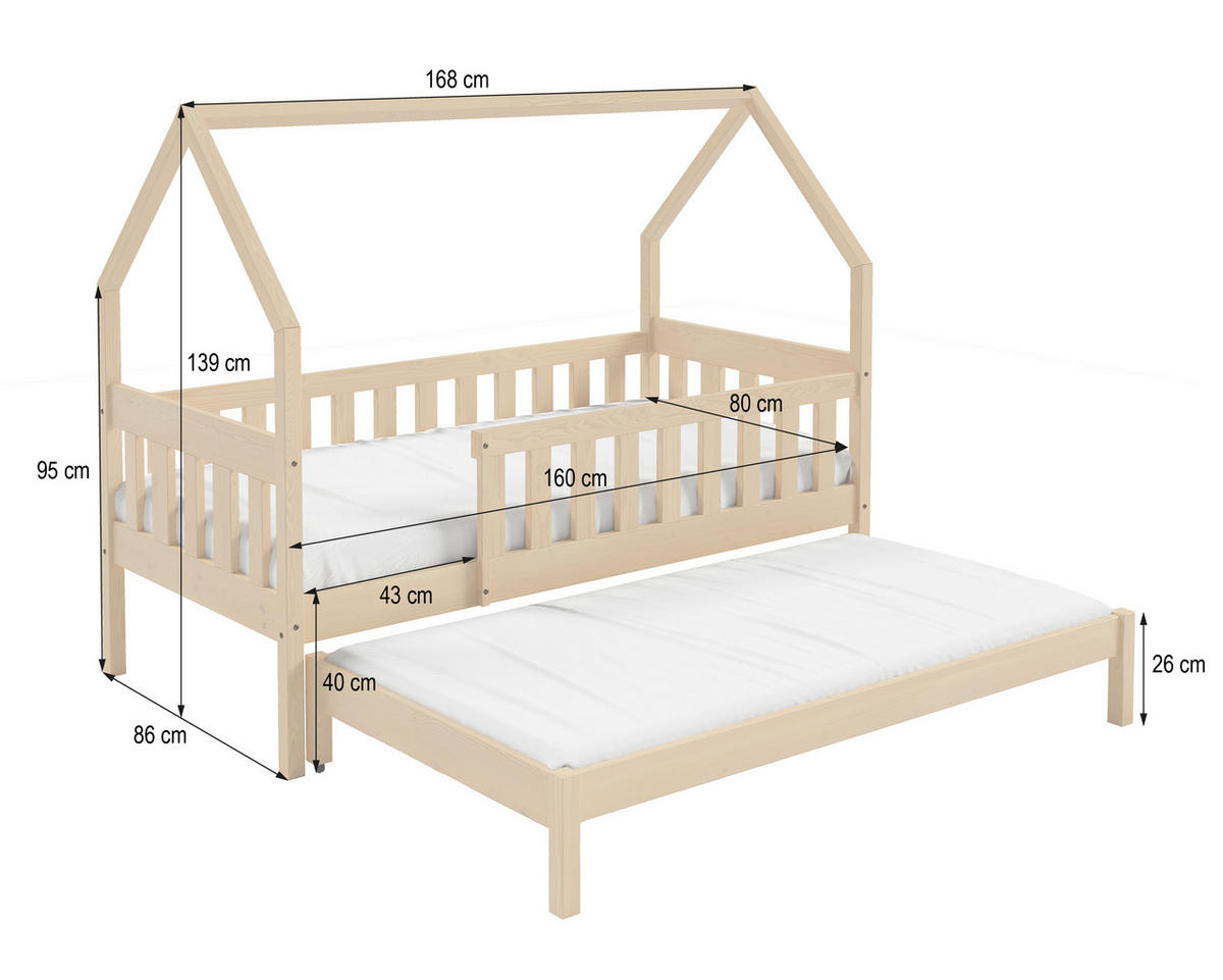 KINDERBETT BAMBINA 80x160 cm Weiß - Weiß, Holz (80/160cm) - MASSENO