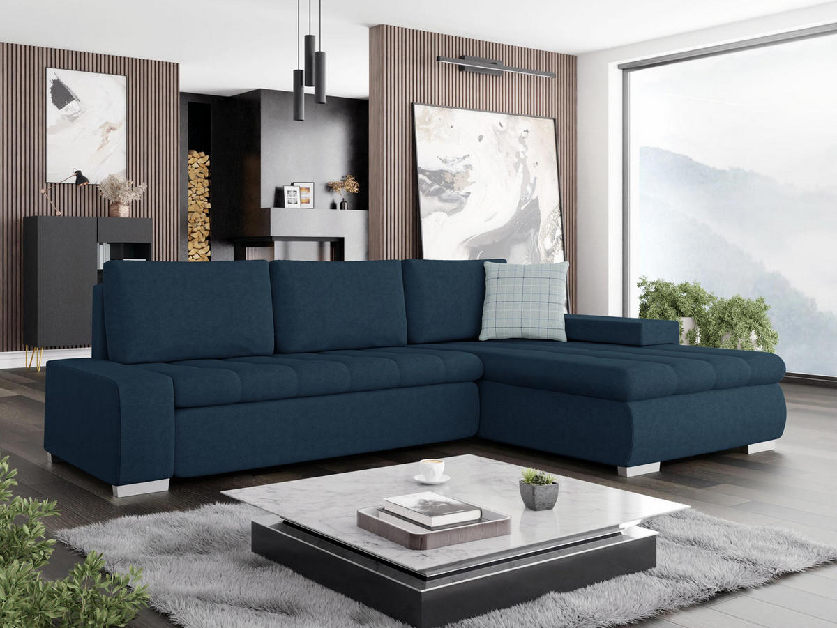 ECKSOFA Orkan Mini - Dunkelblau, Holz/Textil (265/185cm) - MIRJAN24