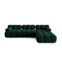 MODULARES-SOFA Bellis aus Samt flaschengrün 4 Sitzplätze - Grün, Textil (188/63/282cm) - Micadoni