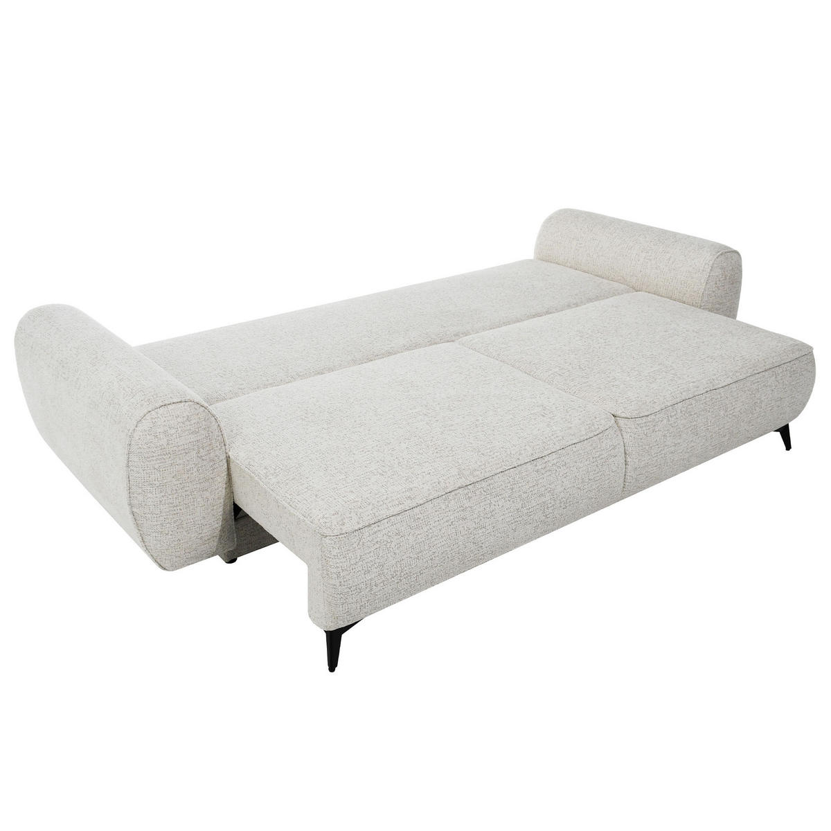 ROZKLÁDACÍ POHOVKA Vito, 3místná s úložným prostorem, systém DL, žinylková látka, béžová - černá/béžová, textil (256/90/99cm) - Beautysofa