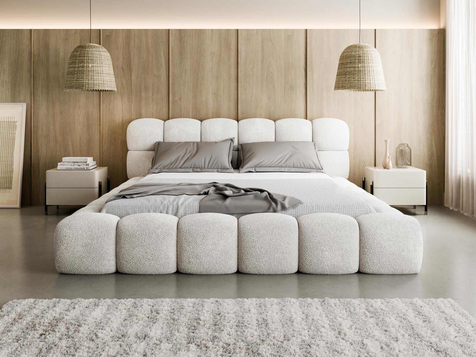 POLSTERBETT Bizu mit Bettkasten 200x200 Weiß - Weiß, Holzwerkstoff (200/200cm) - Compleo24