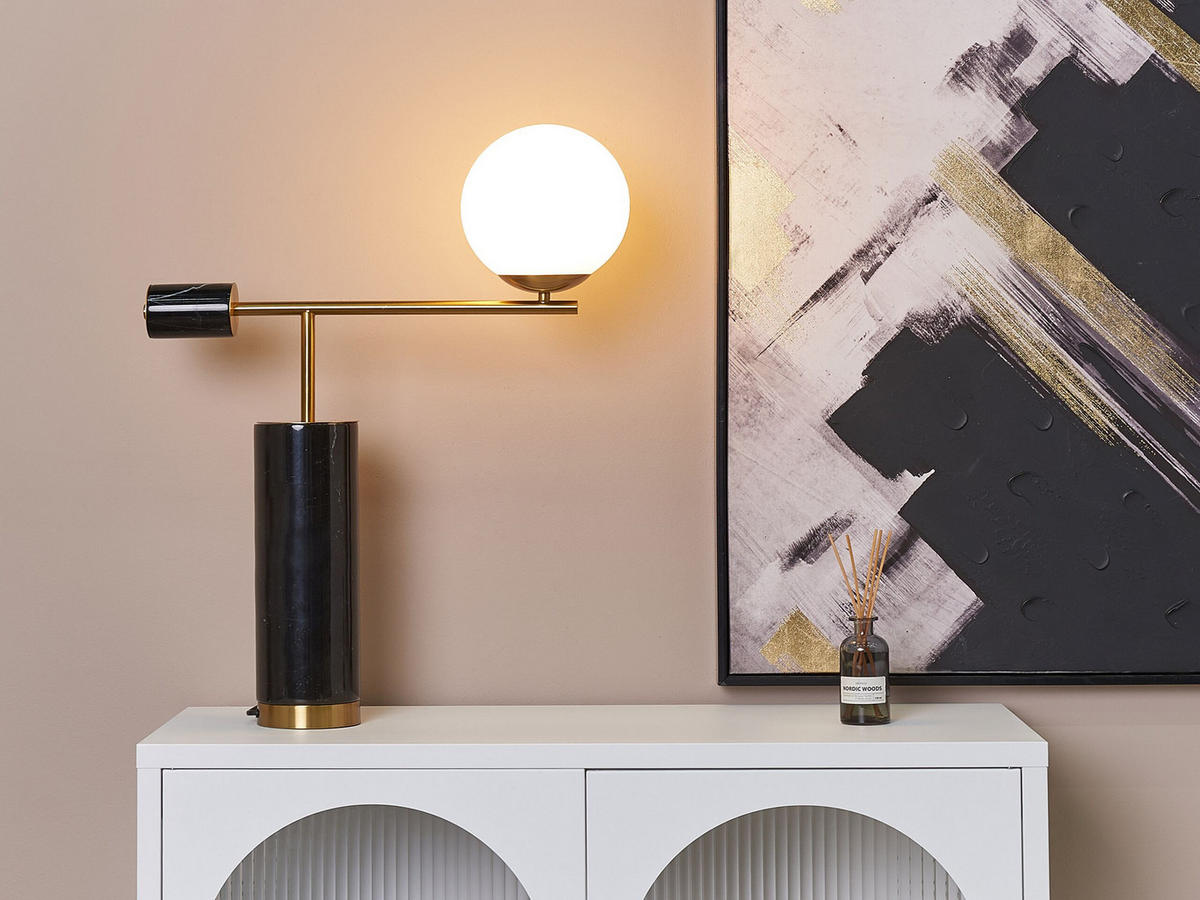 TISCHLAMPE Hondo 18/46/65 cm - Schwarz, Keramik (18/46/65cm) - Beliani
