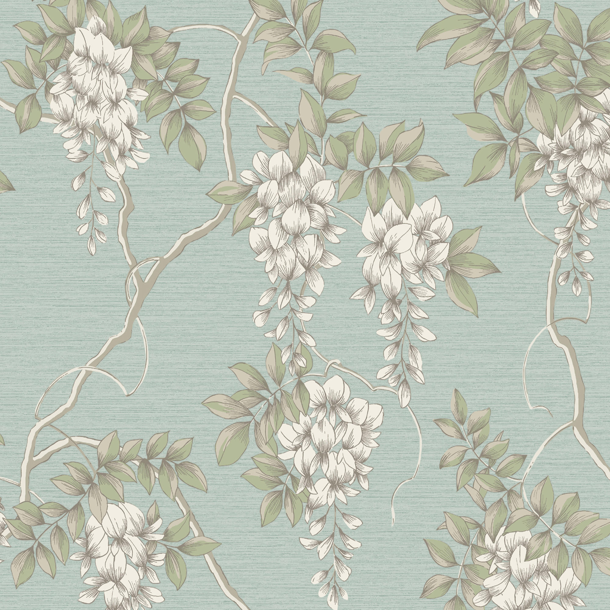 VLIESTAPETE Wisteria Duck Egg - Blau/Grün, Papier/Kunststoff (52/1000cm) - Superfresco Easy