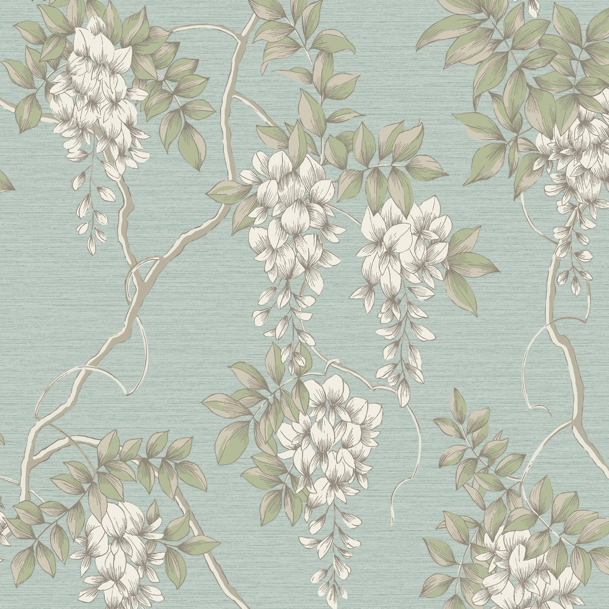VLIESTAPETE Wisteria Duck Egg - Blau/Grün, Papier/Kunststoff (52/1000cm) - Superfresco Easy