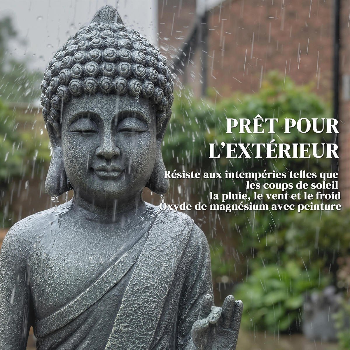 BUDDHAFIGUR DE-13883 meditierend aus Magnesiumoxid Dunkelgrau - Dunkelgrau, Stein (23/51/32cm) - ComfortXL