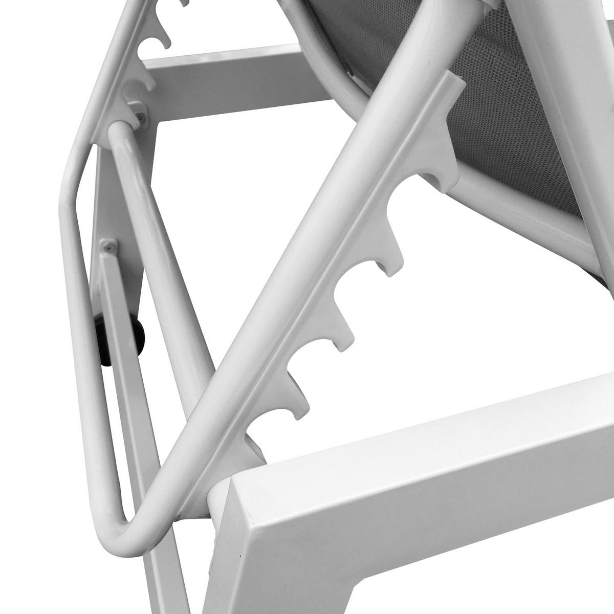 SONNENLIEGEN Barbados Grau und Weiß 2 Plätze - Grau, Metall (61/95/198cm) - Happy Garden