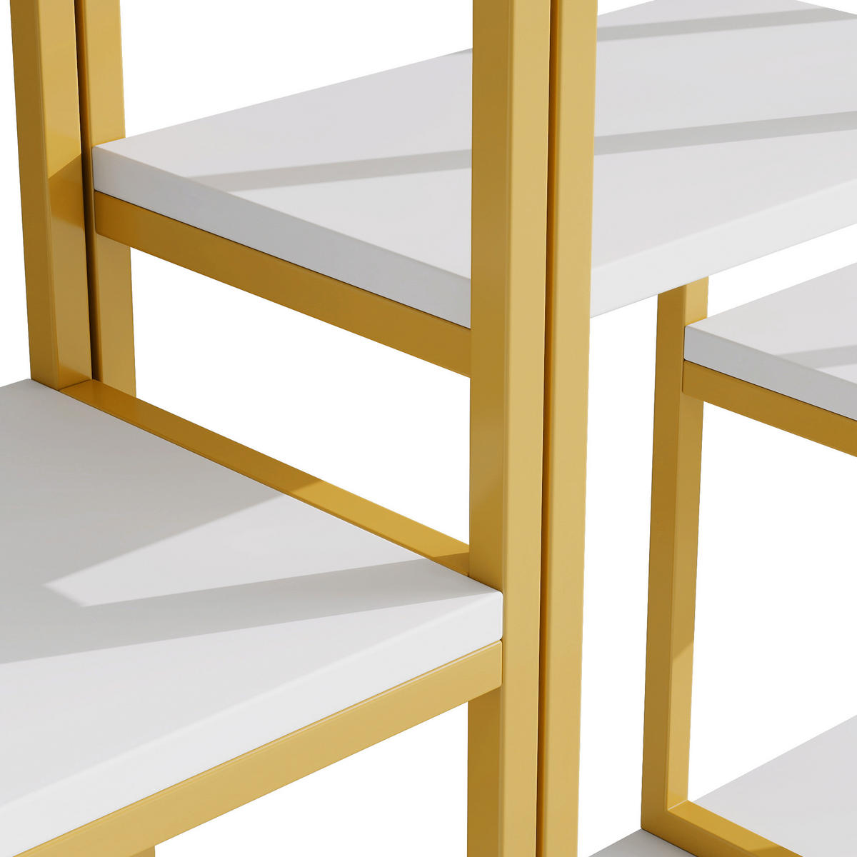 BÜCHERREGAL in Gold und Weiß Regal aus Stahlrohren und MDF mit Stauraumfächern für Wohnzimmer, B160/T29.5/H180 cm - Goldfarben, Holzwerkstoff/Metall (160/180/39.5cm) - STILVORA