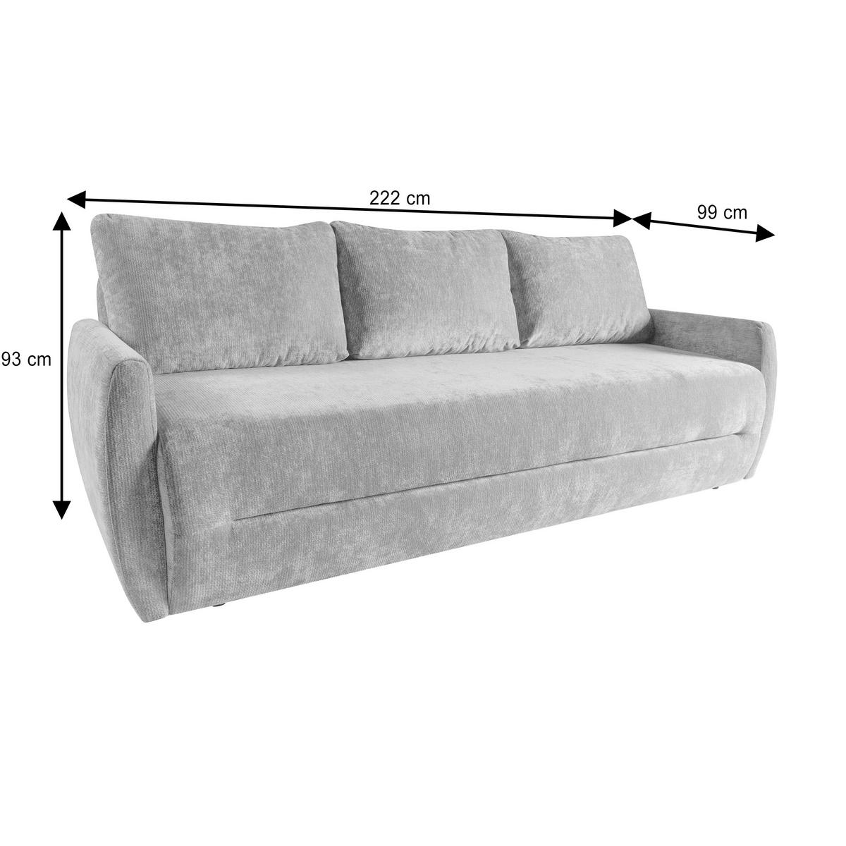 SCHLAFSOFA Piero 3-Sitzer mit Schlaffunktion, Braun - Braun, Textil (222/93/99cm) - Beautysofa