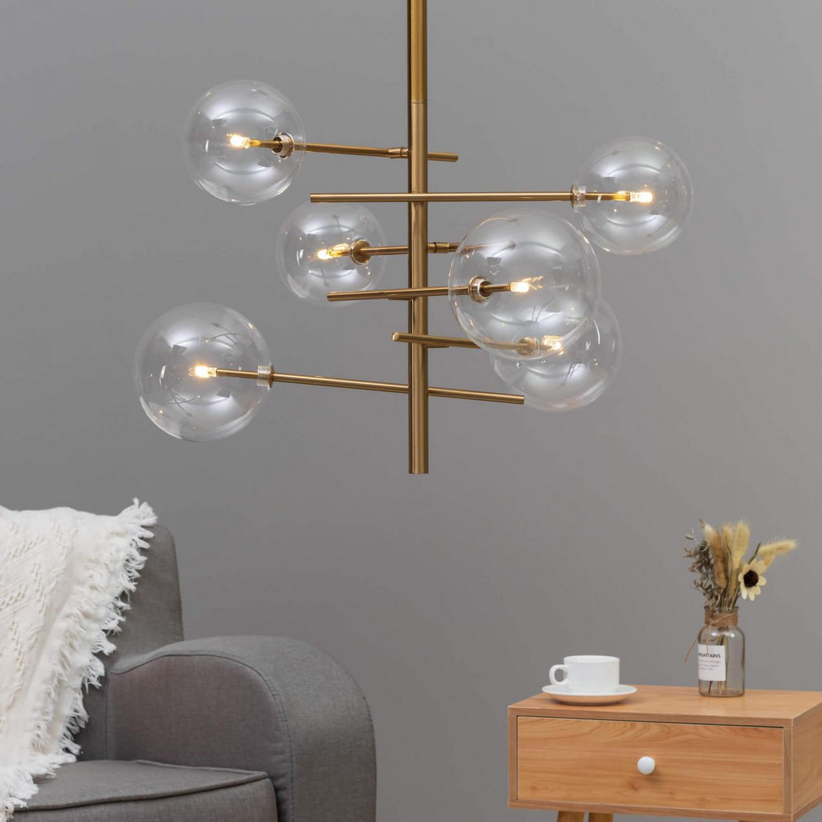 HÄNGELEUCHTE Osam, Messing, 96cm - Goldfarben, Metall (70/70/96cm) - KOSILUM