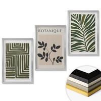 WANDBILDER 3er Set - 40x60 cm Silberner Rahmen - Botanischer Boho-Minimalismus - Silberfarben, Kunststoff (40/60cm) - ArtPrintCave