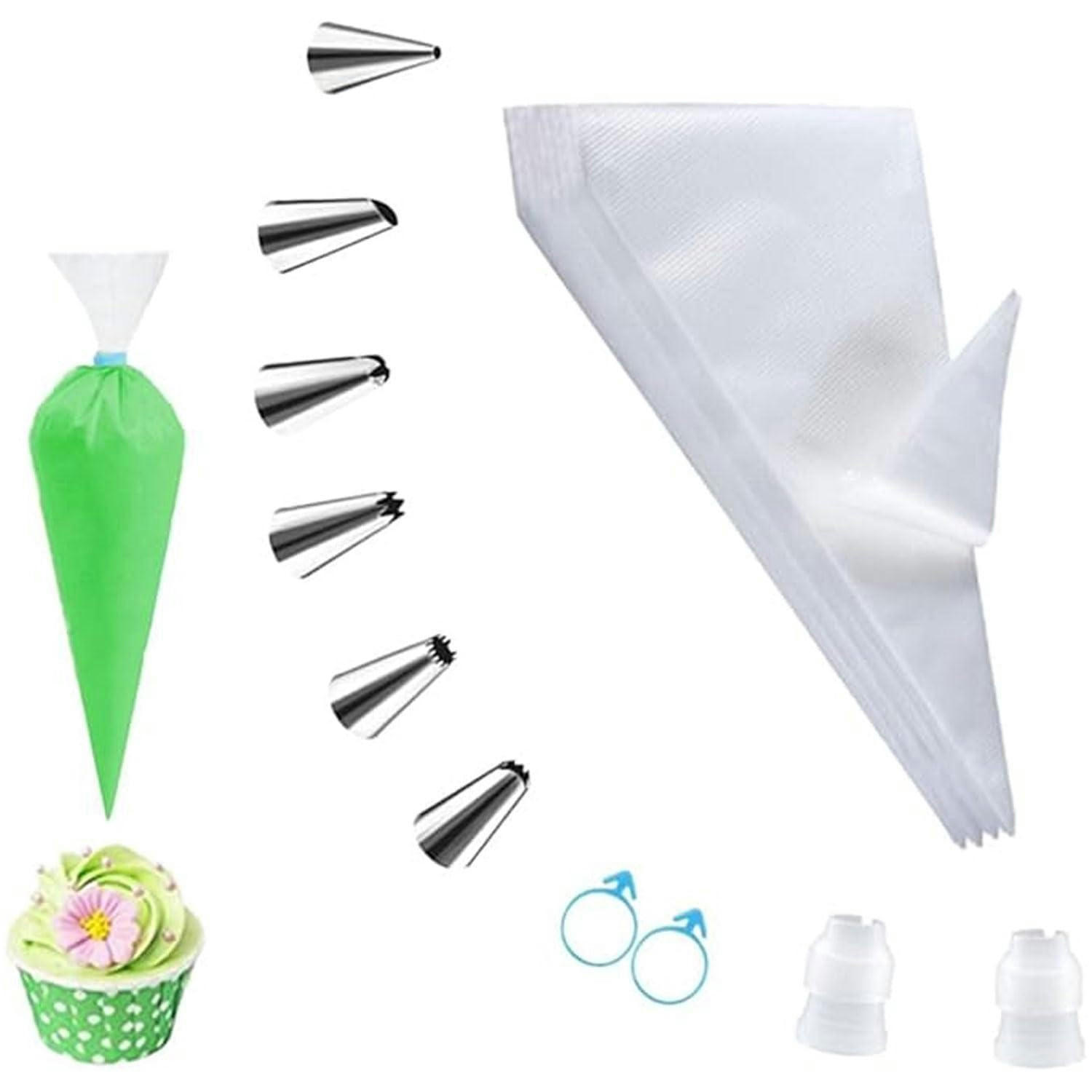 SPRITZBEUTEL Set 100 Stück mit 6 Spritztüllen und 2 Kupplungen - Transparent, Kunststoff (26.4/1.8/39.2cm)
