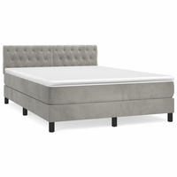 BOXSPRINGBETT MIT MATRATZE HELLGRAU 140X200 CM SAMT - Hellgrau, Holz/Textil (140/200cm) - vidaXL