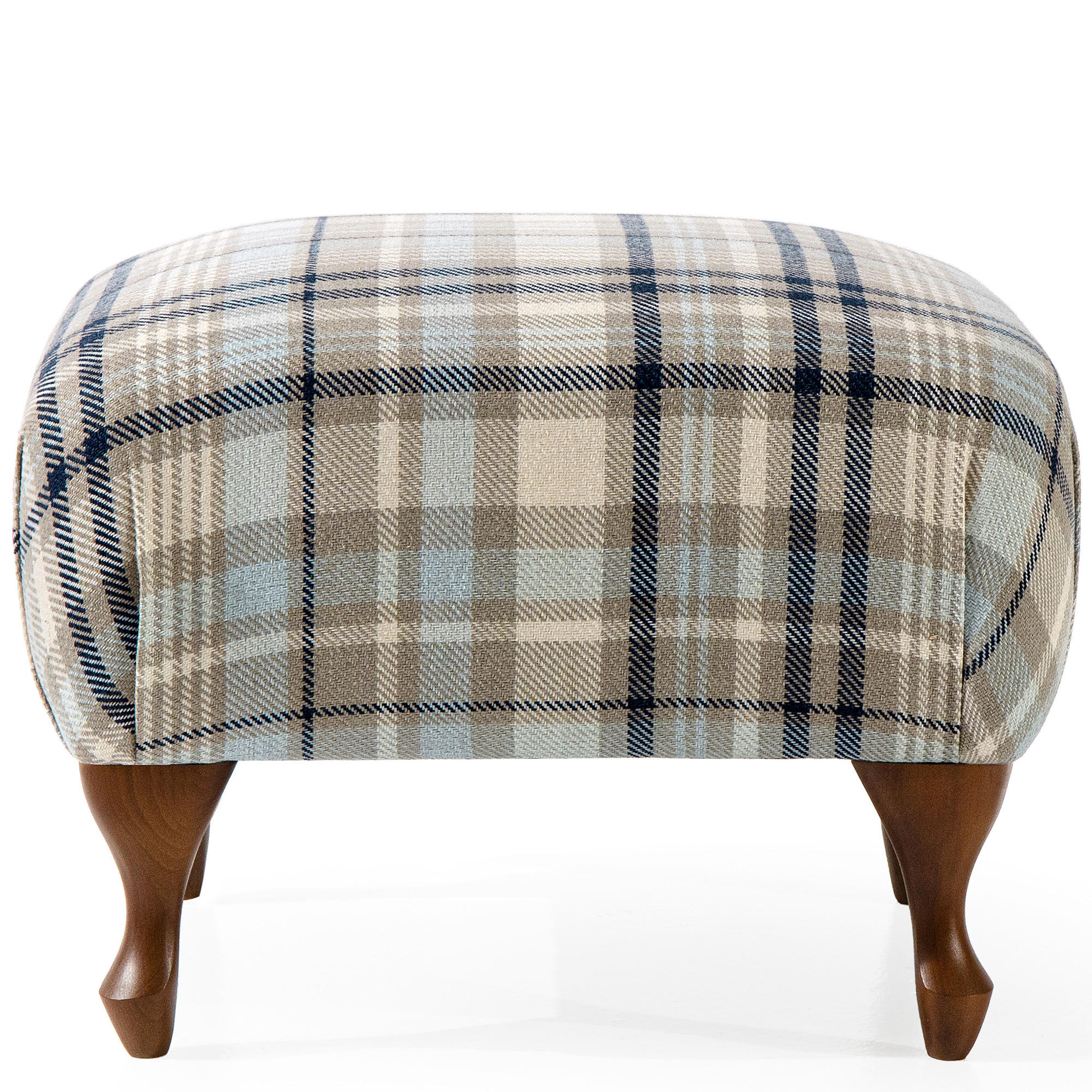 FUẞSTÜTZE TOMIS, Beige/Blau - Multicolor/Braun, Eichenholz/Holz (50/40/50cm) - KONSIMO®