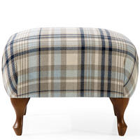FUẞSTÜTZE TOMIS, Beige/Blau - Multicolor/Braun, Eichenholz/Holz (50/40/50cm) - KONSIMO®