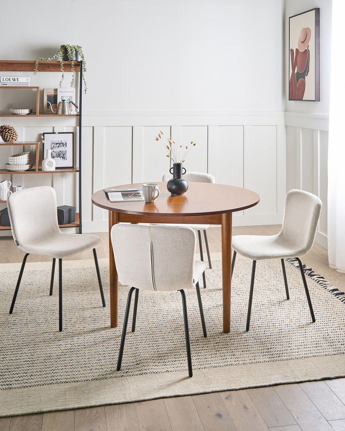 ESSZIMMERSTUHL 4er-Set Hellbeige Caldwell - Weiß, Textil (45/80/46cm) - Beliani