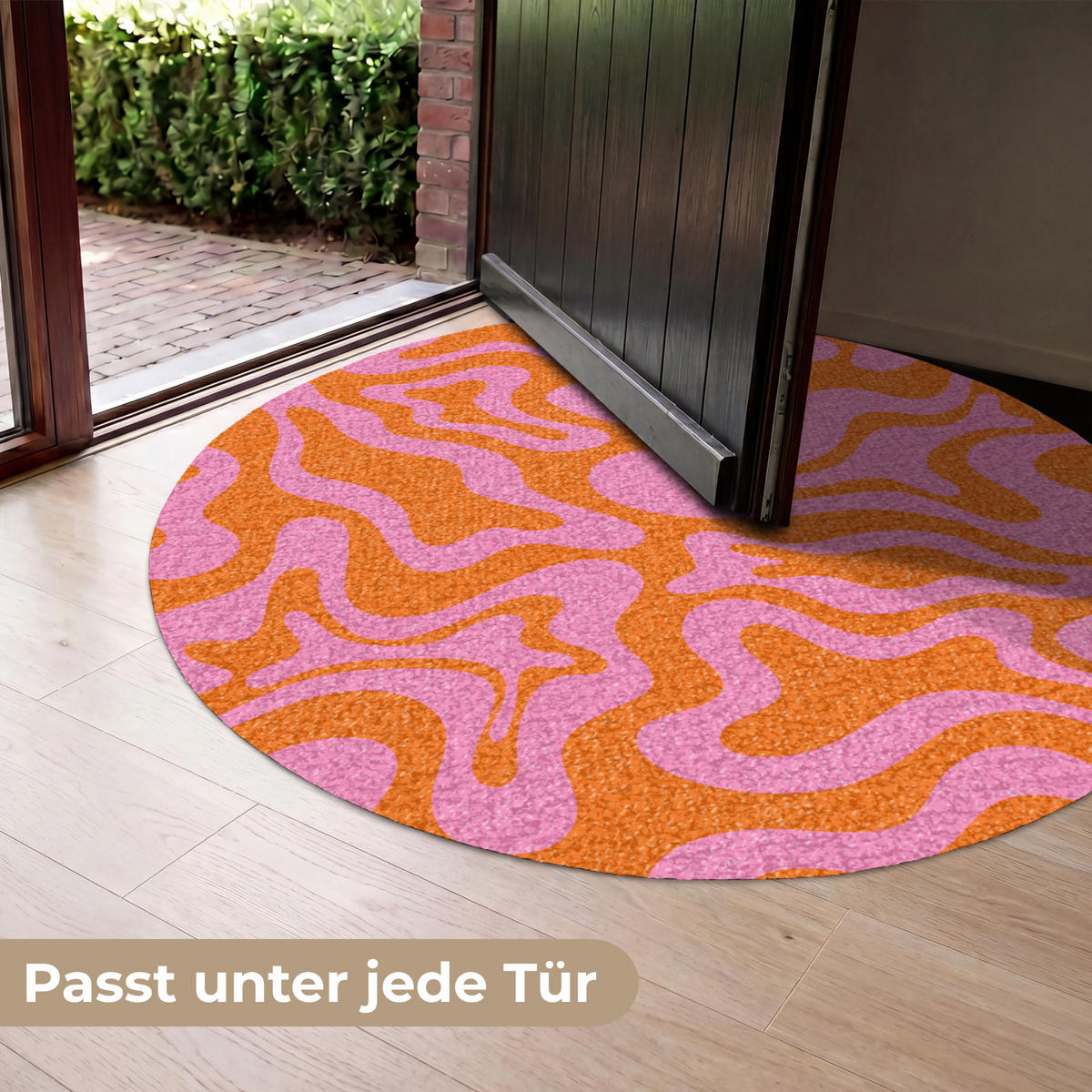 FUSSMATTE Muster - Rosa - Orange - Abstrakt - Modern Türmatte 120x120 cm - Pink, Kunststoff (120/120cm) - MuchoWow
