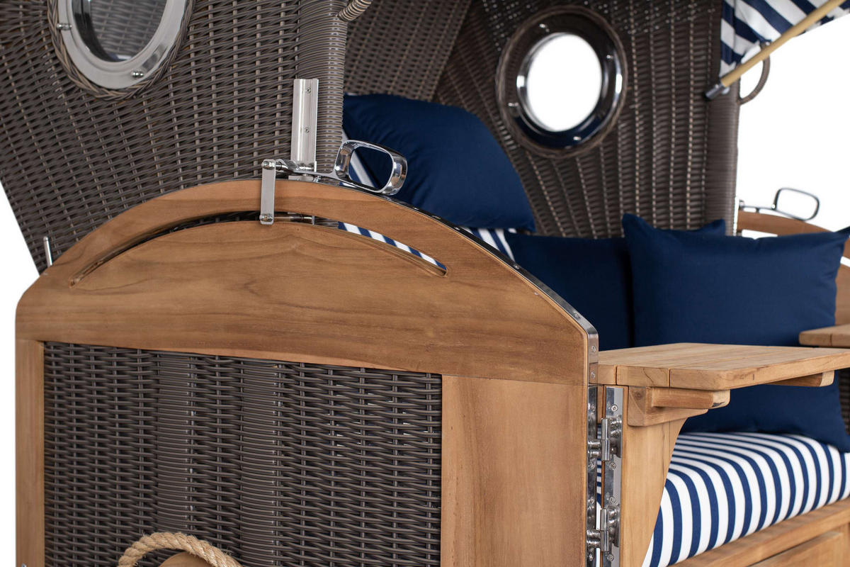 STRANDKORB XL Schillig Bullauge - Blau/Braun, Metall (142/170/95cm) - Mr. Deko