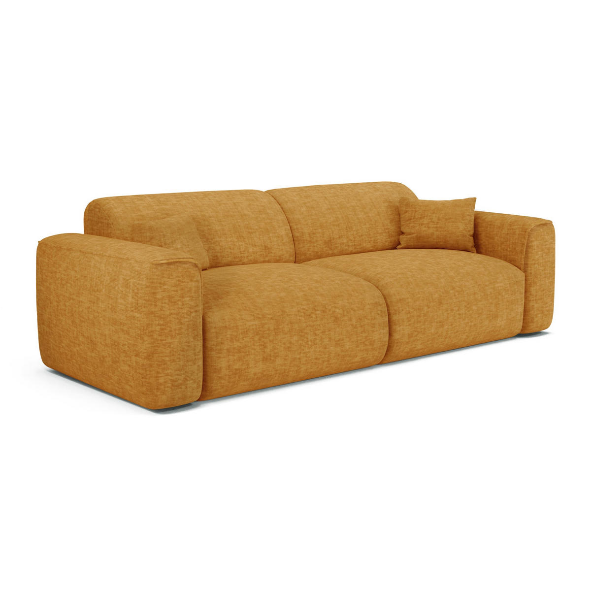 SCHLAFSOFA GERADE Texturierter Samt Senf 240cm - Dunkelgelb, Textil (240/73/97cm) - Sia Home