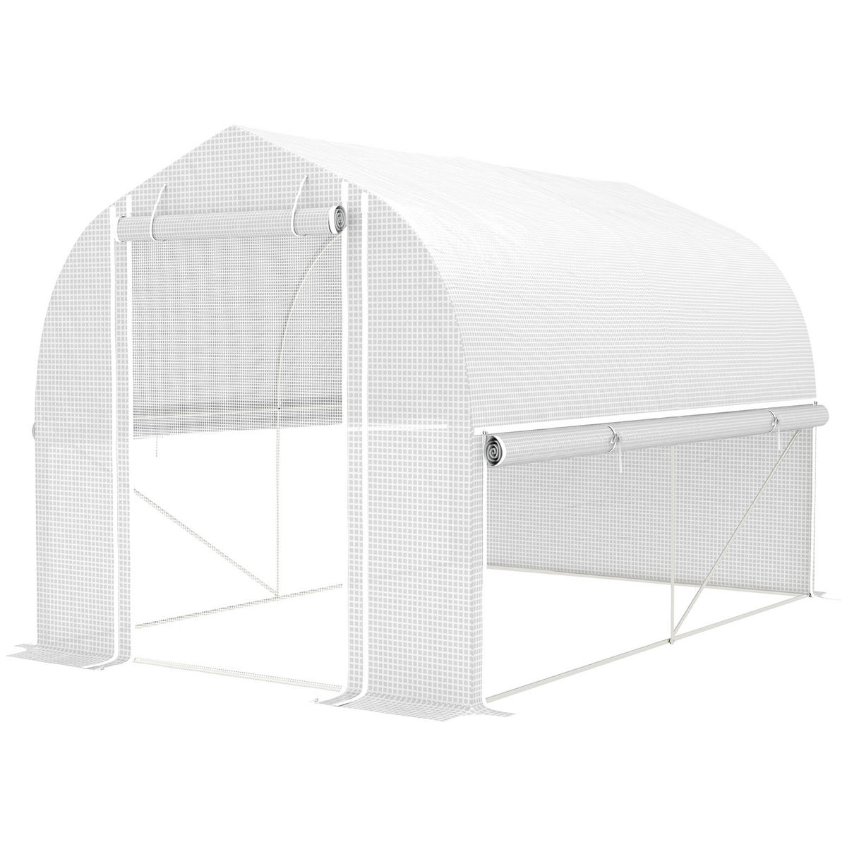 POLYTUNNEL-GEWÄCHSHAUS DE-05708 Aufrollbare Seitenwände, UV-beständig Weiß - Weiß, Kunststoff/Metall (200/200/300cm) - ComfortXL
