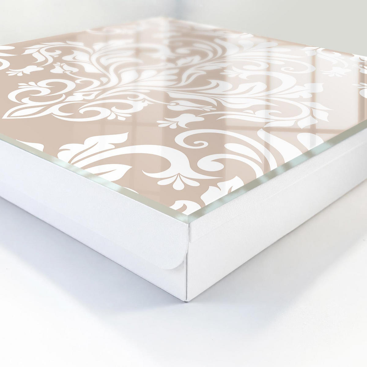 SCHLÜSSELBOX Weiß 30x30 cm – Türöffnung nach rechts - Elegante Symmetrie - Beige, Metall (30/30/5cm) - TULUP