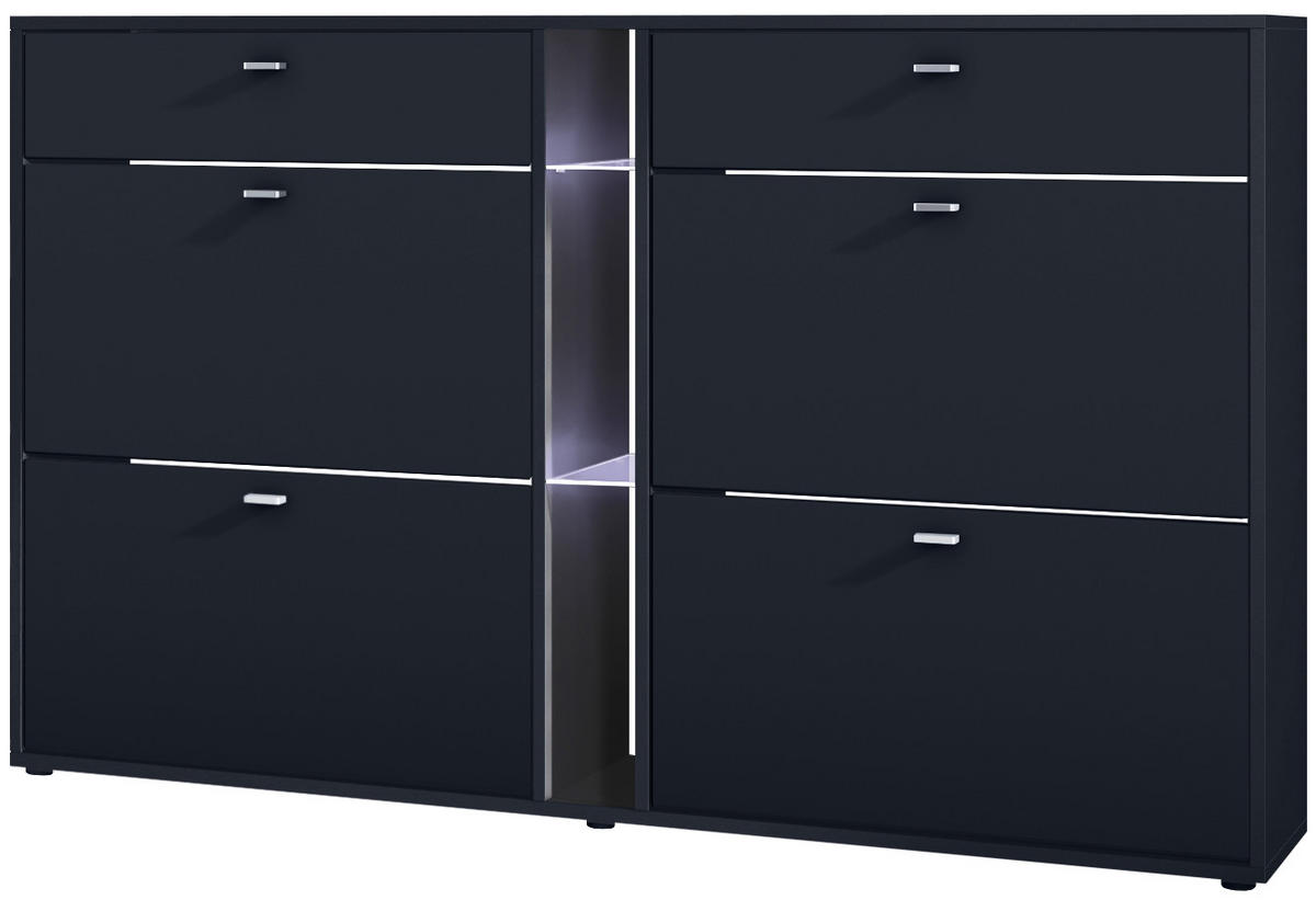 SCHUHSCHRANK Today Fronten in Schwarz matt - Schwarz, Holzwerkstoff (155.5/95/28cm) - Vladon