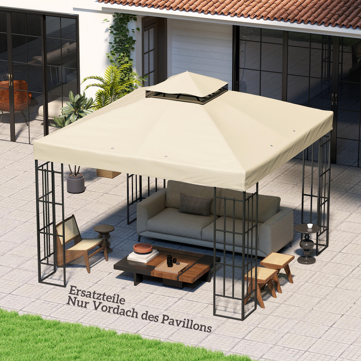 ERSATZDACH für Pavillon DE-05884 3/3 m Cremeweiß - Creme, Textil (300/1/300cm) - ComfortXL