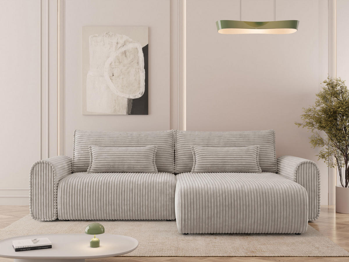 ECKSOFA Surles Cord - Schwarz/Naturfarben, Holz/Kunststoff (245/145cm) - MIRJAN24