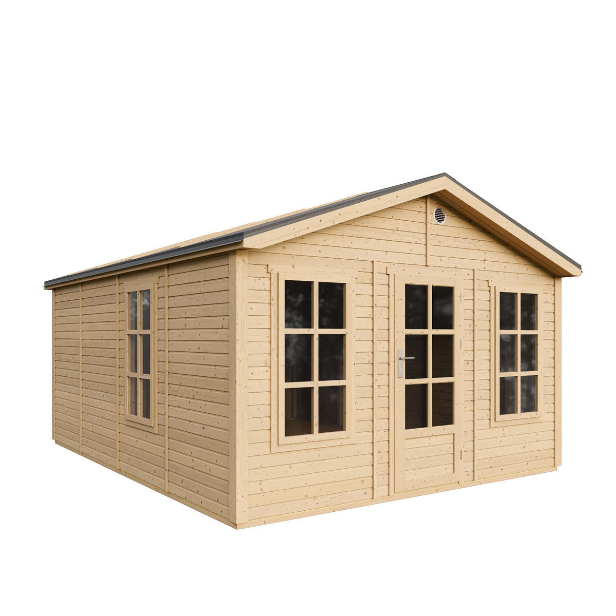 GARTENHAUS HOLZ M736 370 x 480 cm - Naturfarben, Holz (382/276/512cm) - Timbela