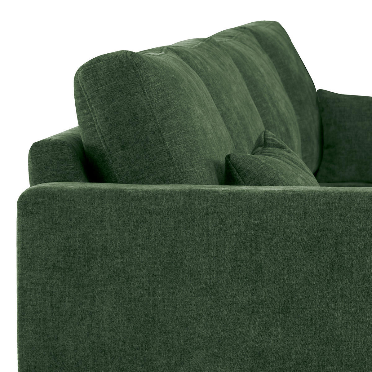 ECKSOFA mit Longchair - Dunkelgrün/Eichefarben, Eichenholz/Textil (281/153cm) - home24